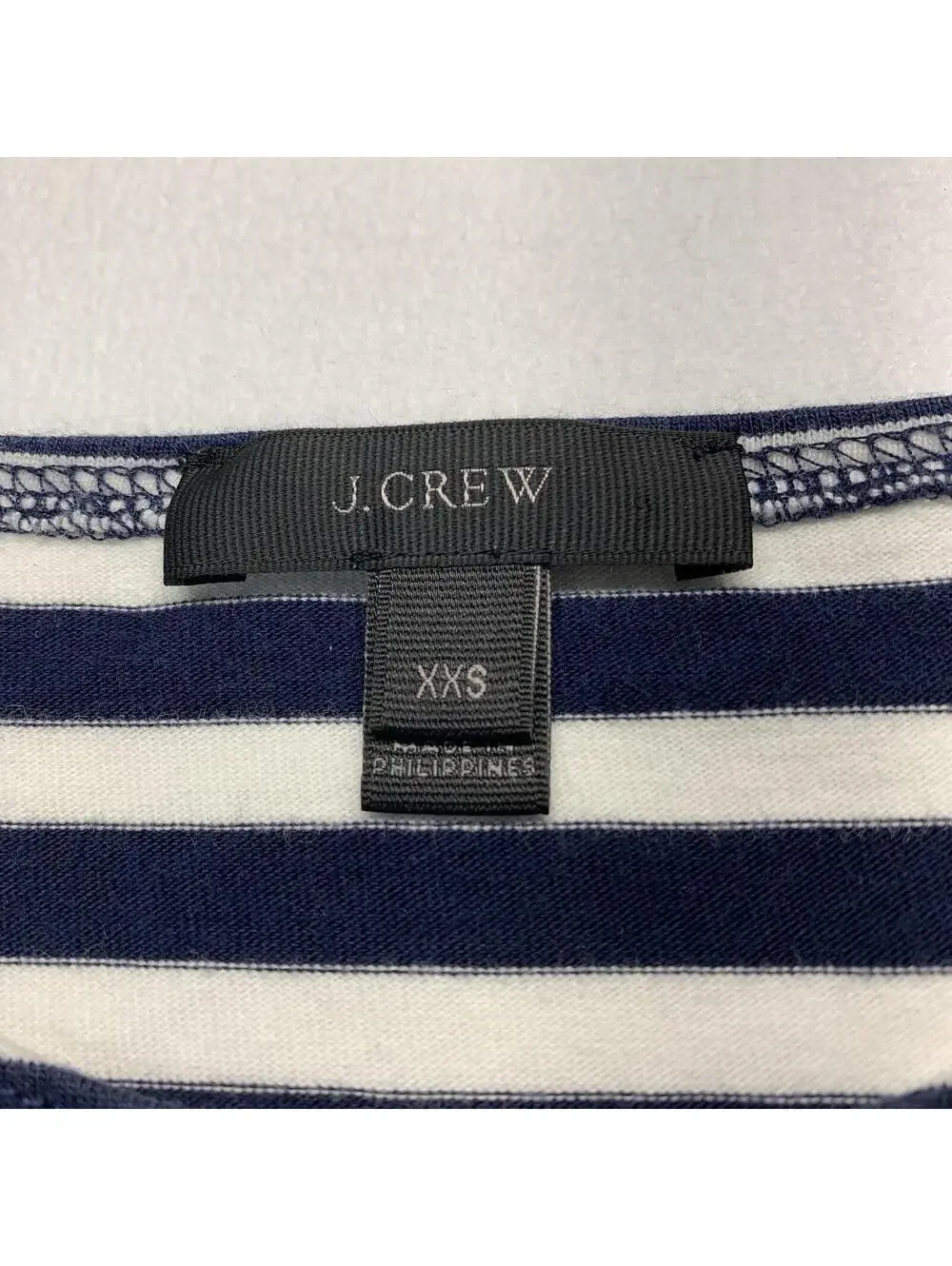 J.Crew Striped Ruffle Sleeve Top Womens XXS Navy White Nautical Scoop Neck Tee